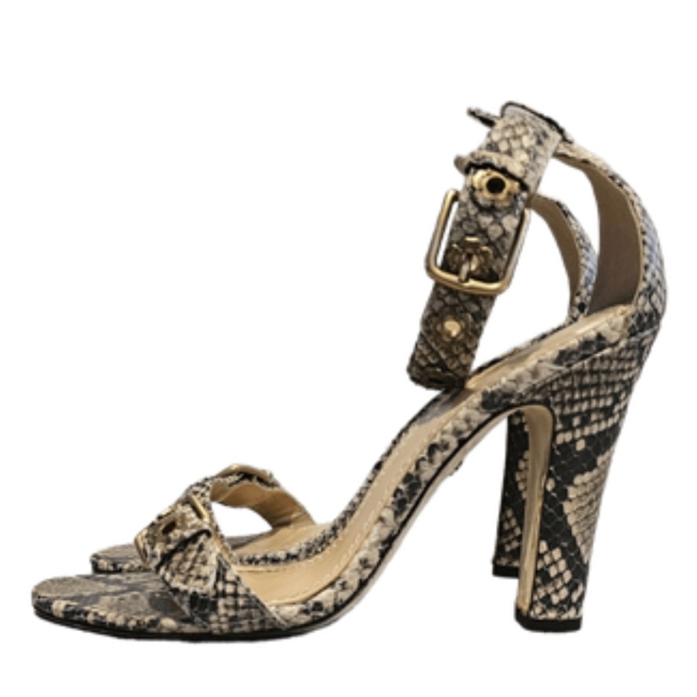 Coach Snakeskin Heels – Size 8.5 – Brass Buckle Detail